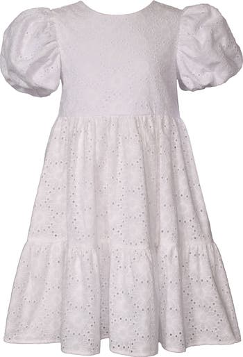 Kids' Cotton Eyelet Puff Sleeve Dress