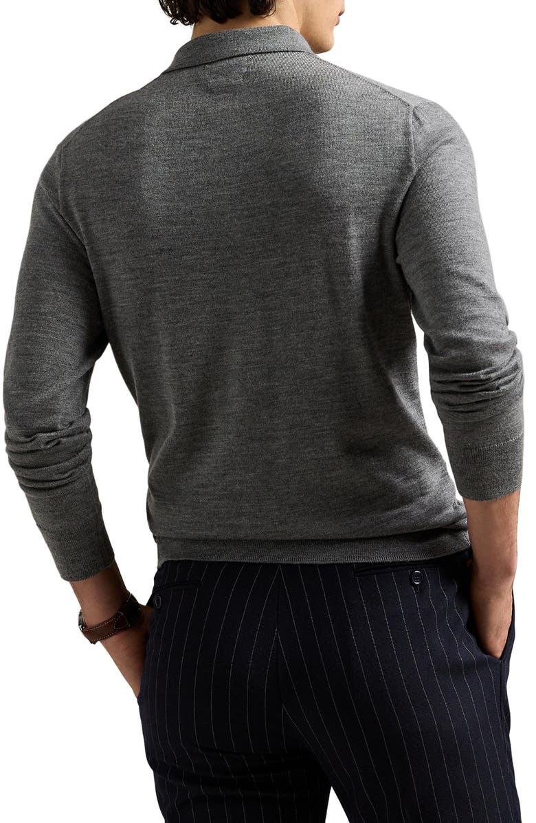 Polo Ralph Lauren Long Sleeve Wool Polo Sweater, Alternate, color, Fawn Grey Heather