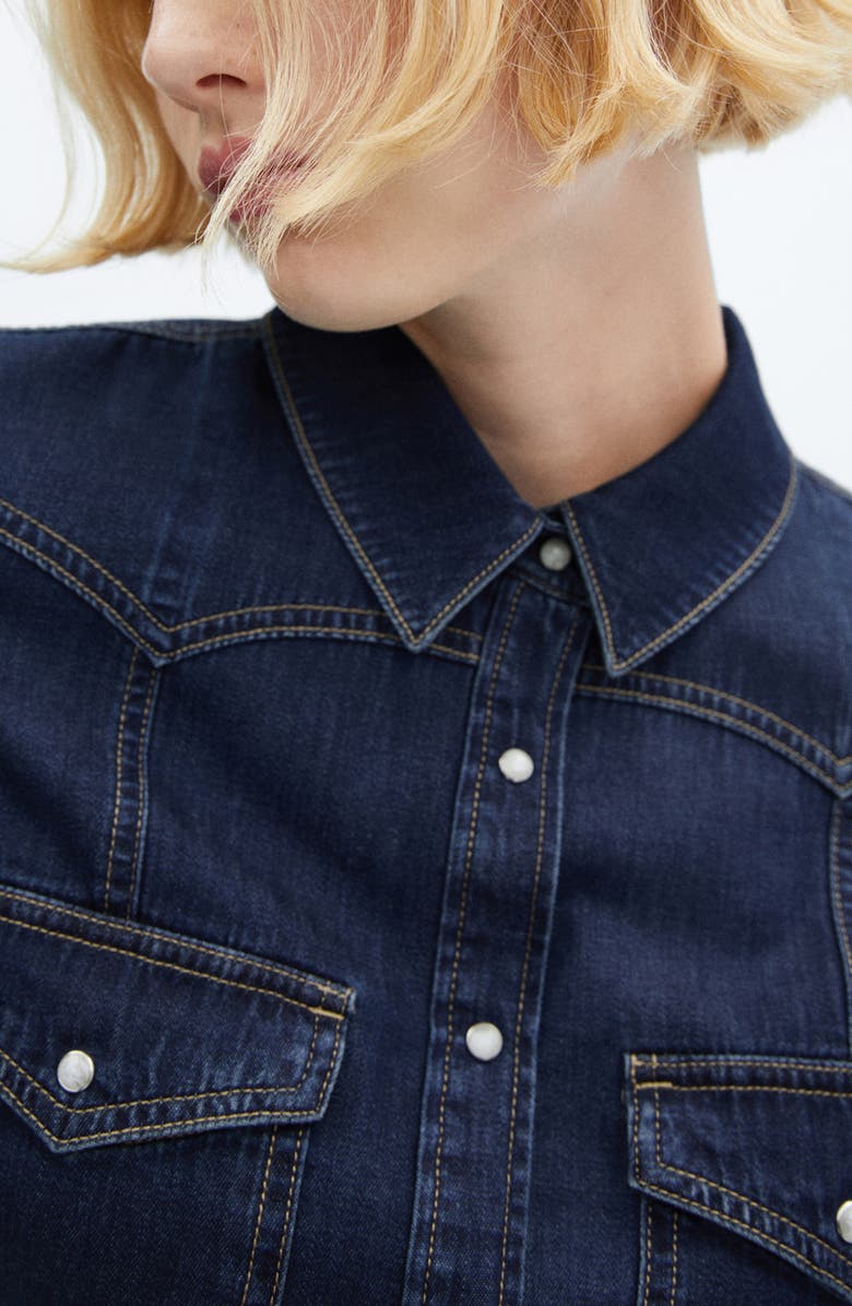 MANGO Chest Pocket Denim Shirt, Alternate, color,