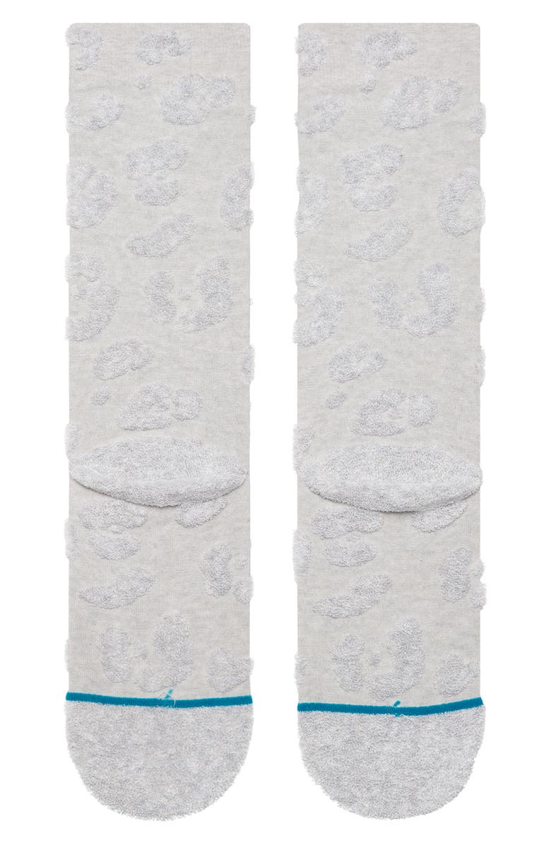 Stance Terry Cheetah Crew Socks, Alternate, color, Heather Grey