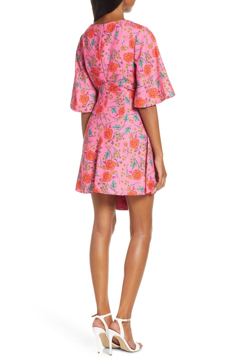 Hana Floral Side Ruched Minidress, Alternate, color, FUCHSIA FLORAL