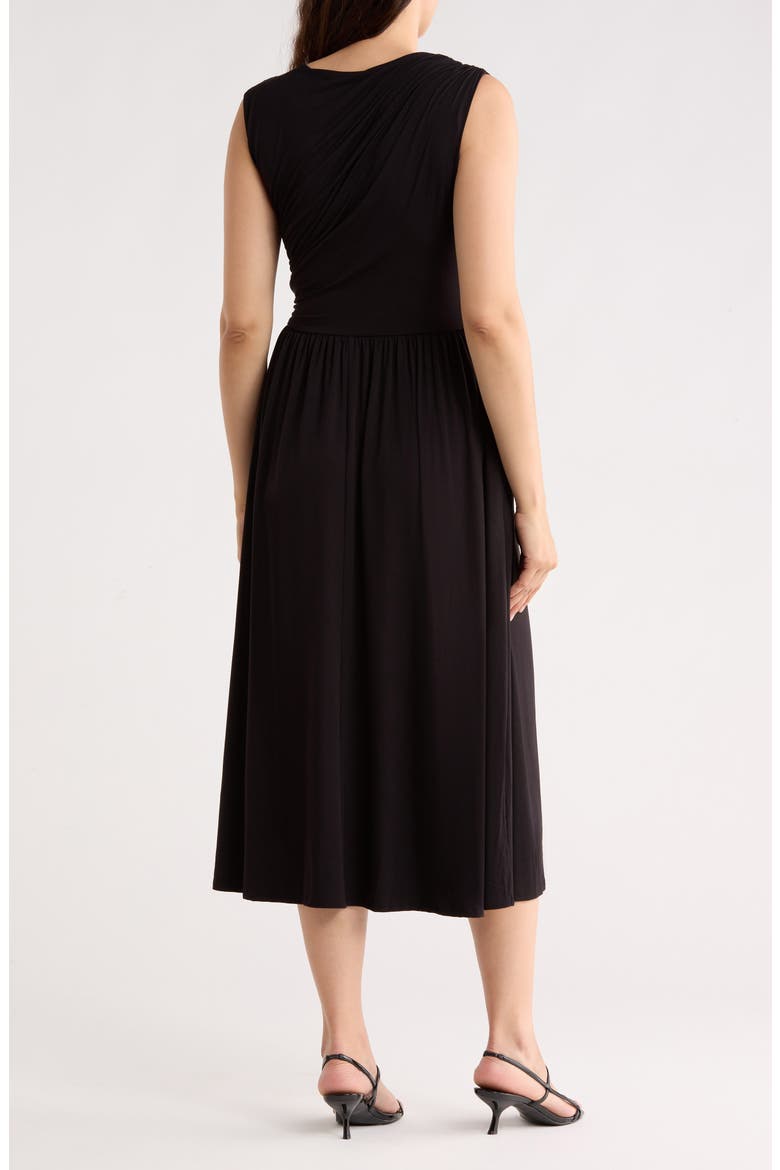 Ruched Sleeveless Midi Dress, Alternate, color, BLACK