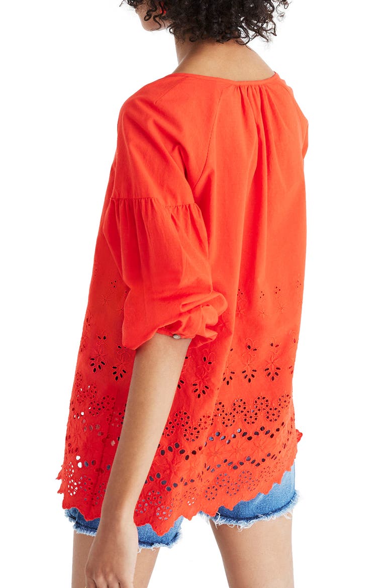 Eyelet Lattice Top, Alternate, color, BRIGHT POPPY
