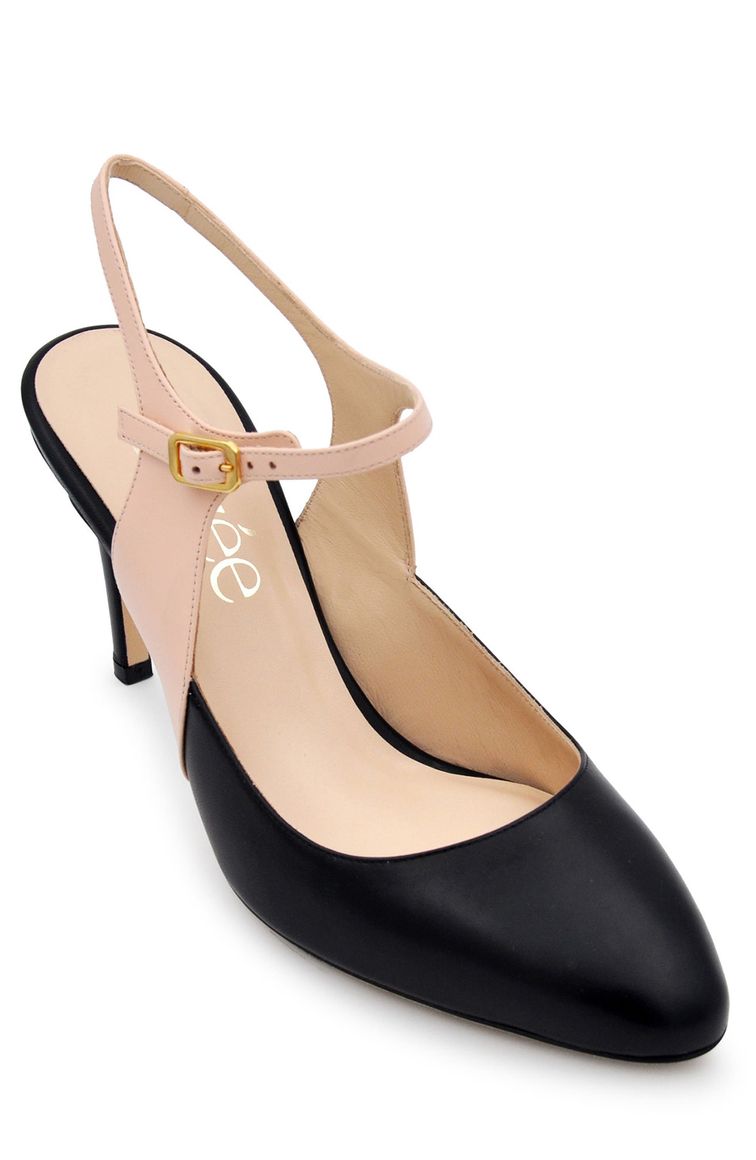 Frecia Pump Leather High Heels, Main, color, Black/Blush
