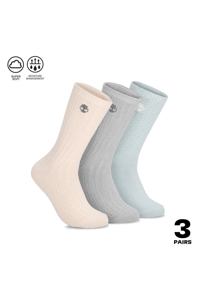 3-Pack Extra Soft Cable Crew Socks, Alternate, color, SILVER BLUE