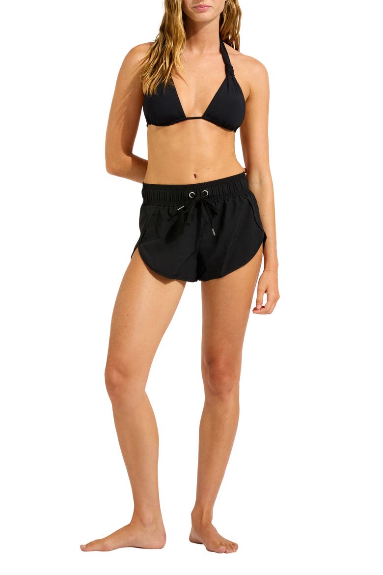 Drawstring Board Shorts, Main, color, BLACK