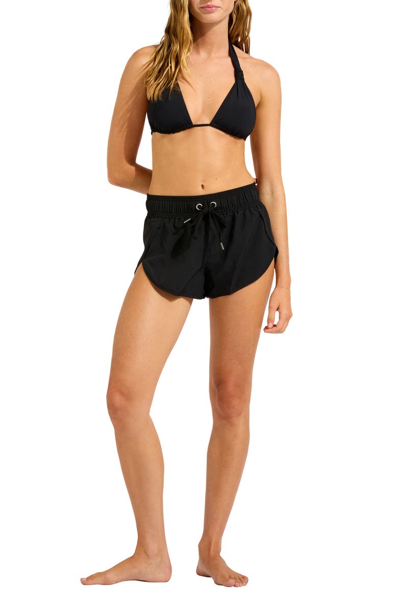 Seafolly Drawstring Board Shorts, Main, color, Black