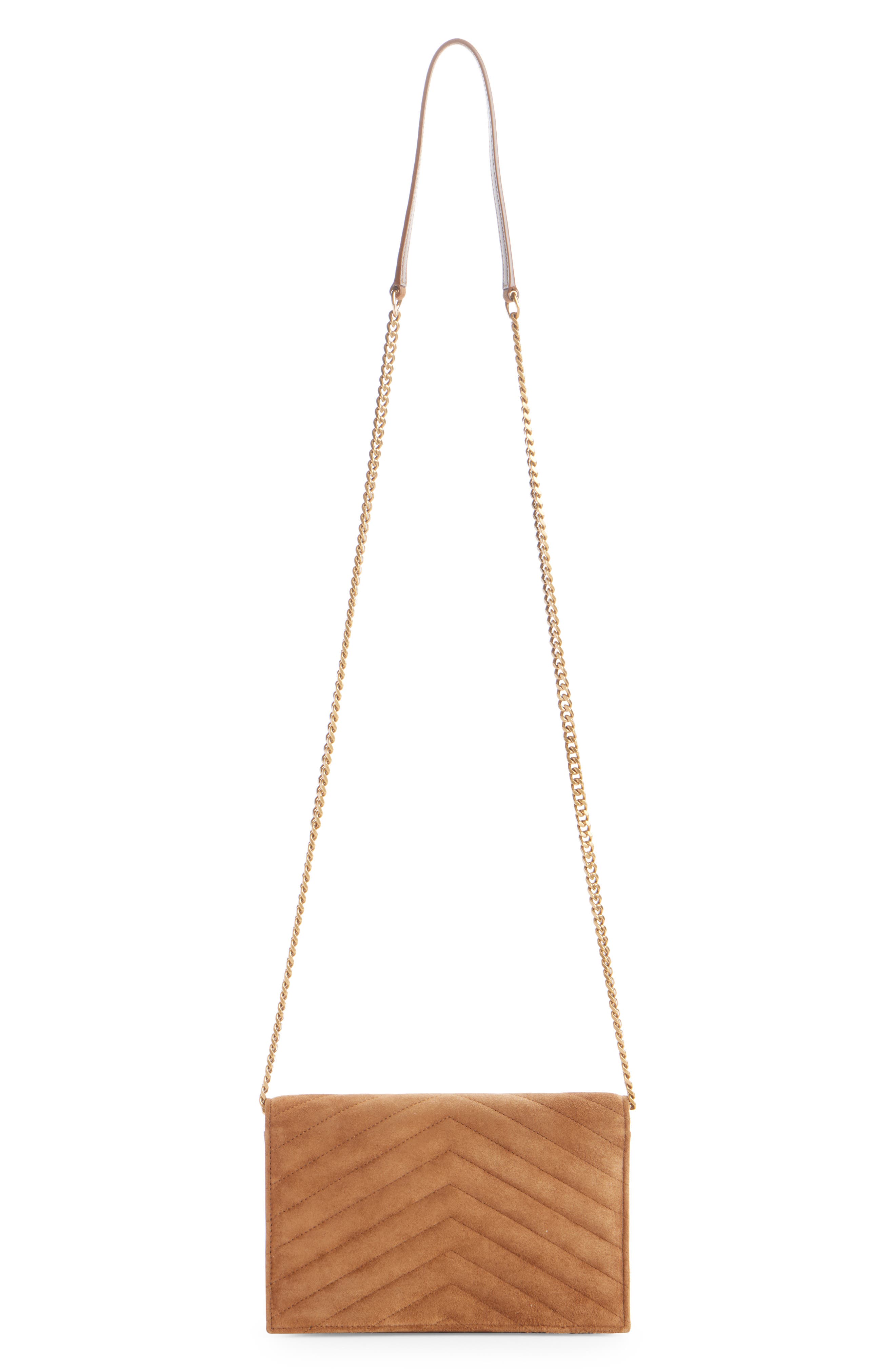 Envelope Leather Chain Wallet, Alternate, color, CARAMEL COGNAC