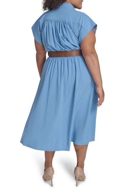 Calvin Klein Comm Belted Midi Shirtdress In Bayou