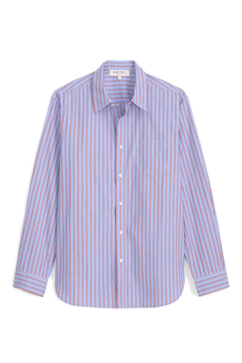 Striped Cotton Poplin Button-Up Shirt, Alternate, color, BLUE STRIPE
