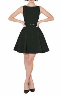 FREEMARKET Belted Bateau Neck Minidress
