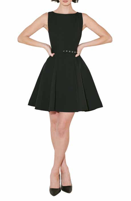 FREEMARKET Belted Bateau Neck Minidress
