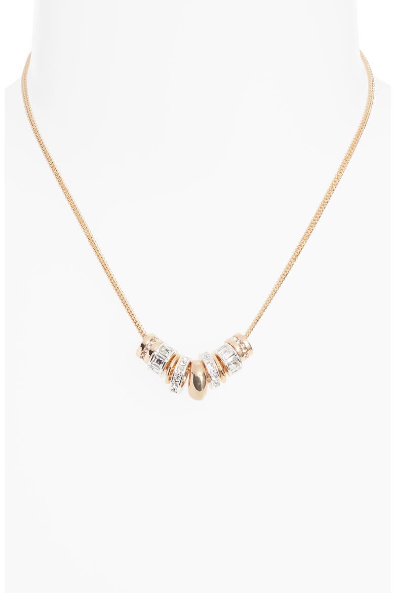 Crystal Disc Bead Necklace, Alternate, color, CLEAR- GOLD- SILVER