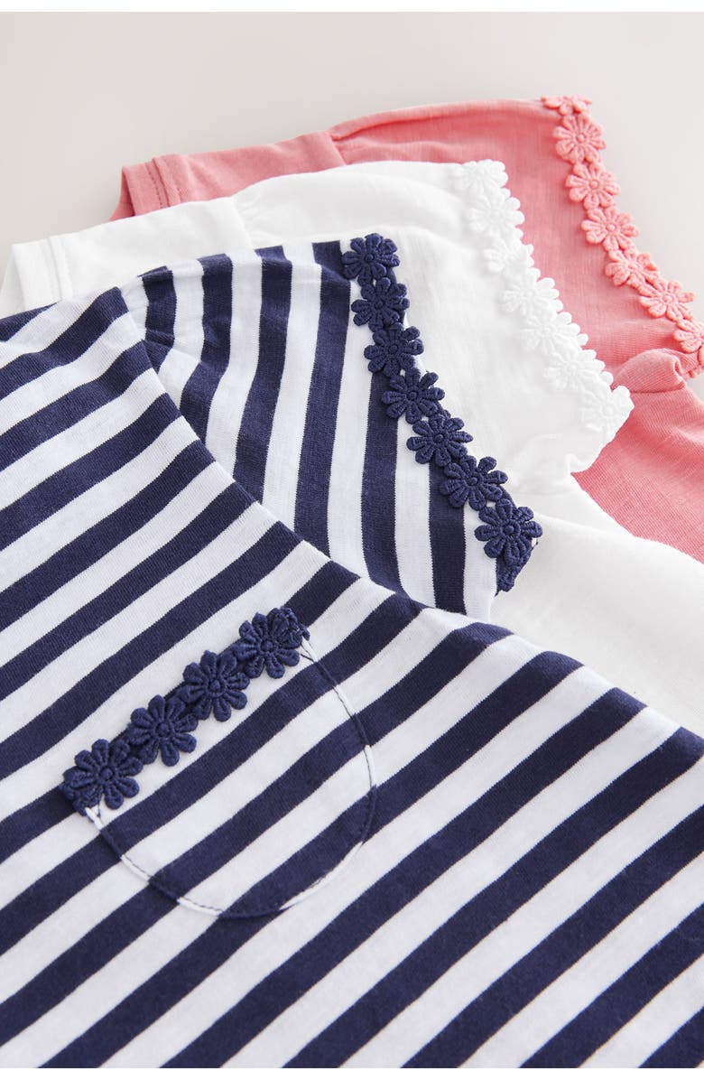 NEXT Kids' Assorted 3-Pack Floral Appliqué Cotton T-Shirts, Alternate, color, Multi Pink