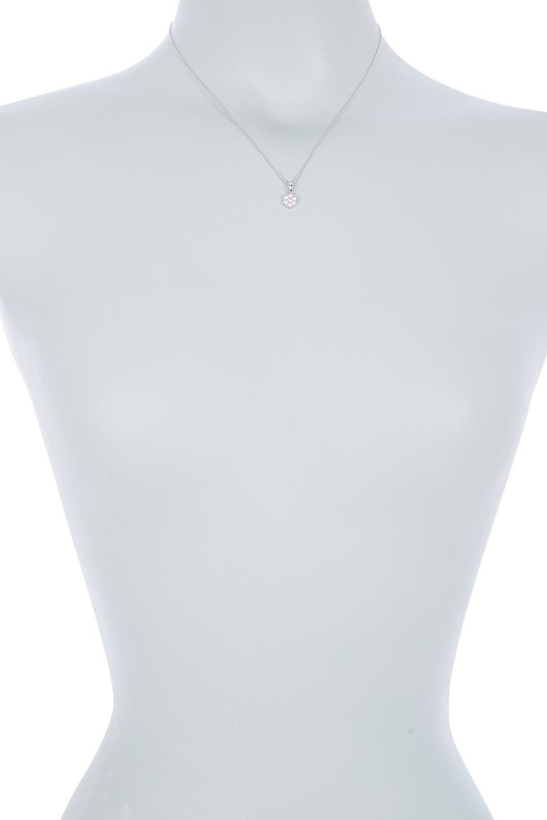 Sterling Silver Diamond Clover Pendant Necklace - 0.10 ctw, Alternate, color, WHITE