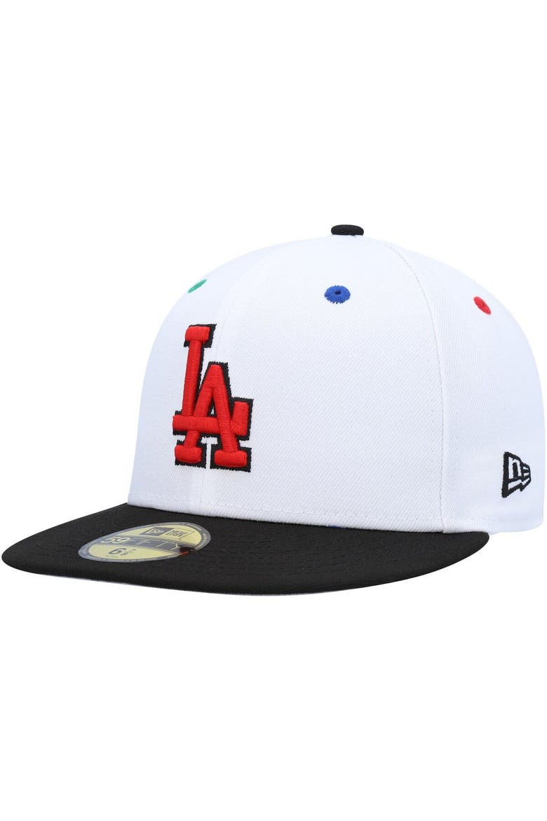 Men's New Era White/Black Los Angeles Dodgers 60th Anniversary Primary Eye 59FIFTY Fitted Hat, Alternate, color, White