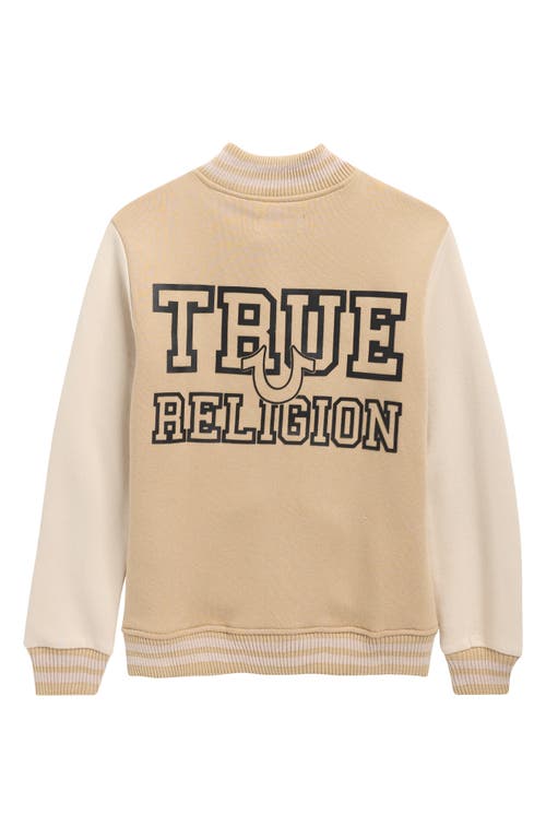 True Religion Kids' Varsity Snap Bomber Jacket In Neutral