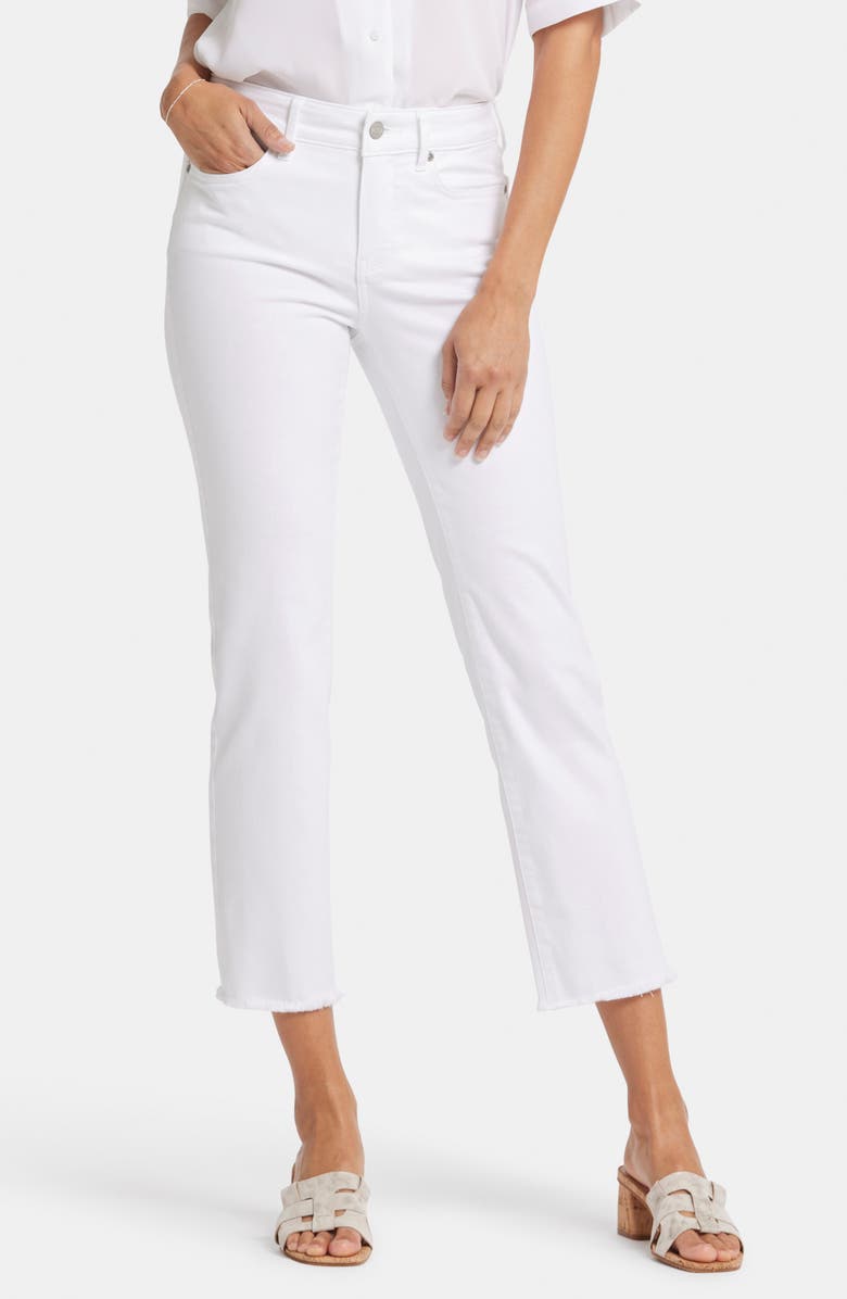 NYDJ Marilyn Frayed Ankle Straight Leg Jeans, Main, color, Optic White