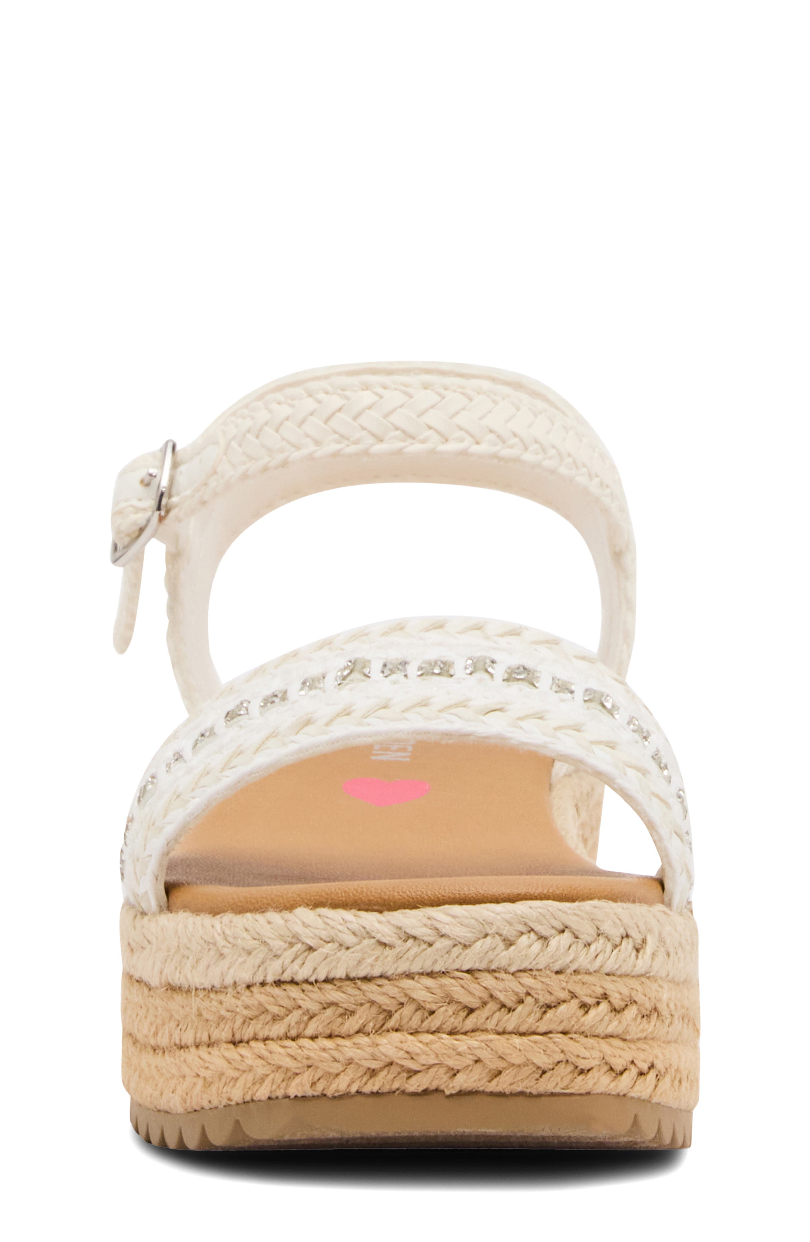 Steve Madden Kids' Jkiko Espadrille Ankle Strap Platform Wedge Sandal, Alternate, color, White