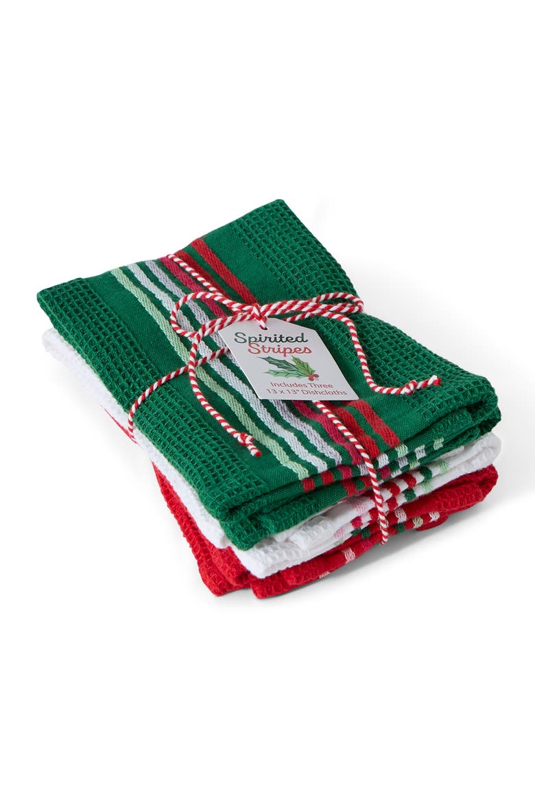Spirited Stripes Heavyweight Essentials Dishcloth Set of 3, Alternate, color, Spirited Stripes