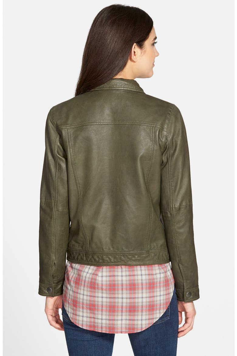 Treasure&Bond Leather Trucker Jacket, Alternate, color, GREEN FOREST