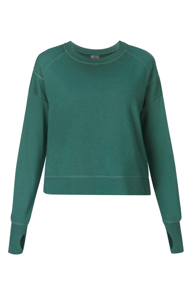 Sweaty Betty After Class Crop Sweatshirt, Alternate, color, Glade Green