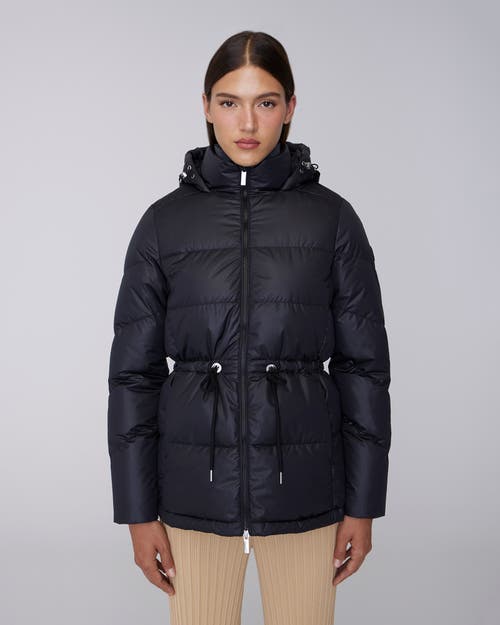 Quartz Co. Isabela | Lightweight Hooded Waisted Down Jacket In Black
