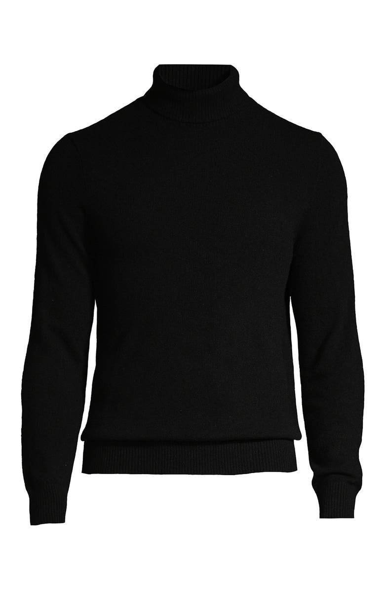 Lands' End Fine Gauge Cashmere Turtleneck Sweater, Alternate, color, Black
