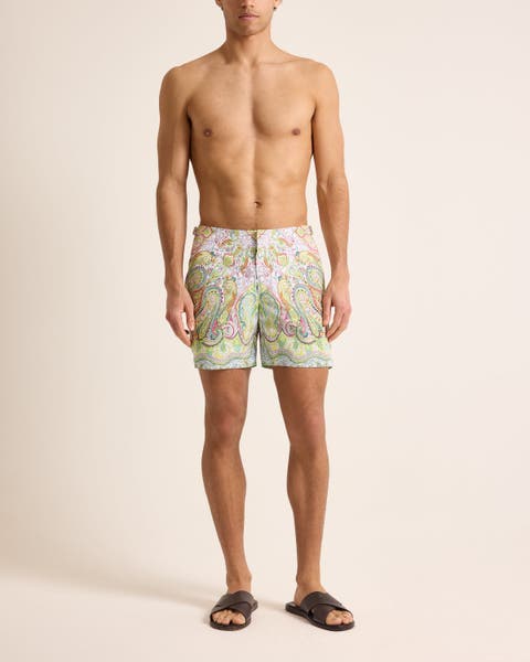 Bulldog Mid-Length Classic Fit Swim Shorts With Fairground Print