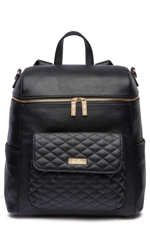 Luli Bebé Monaco Faux Leather Diaper Backpack in Ebony Black  product