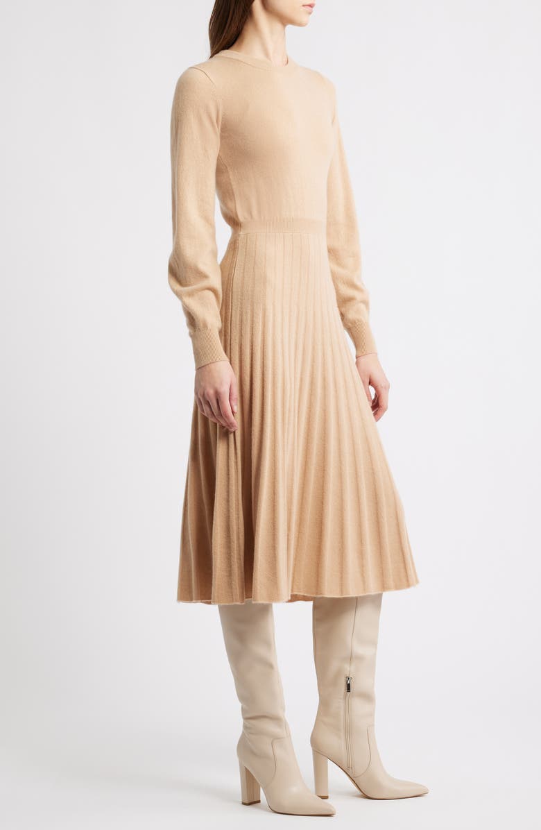 Elie Tahari The Aviva Long Sleeve Cashmere Sweater Dress, Alternate, color, French Beige