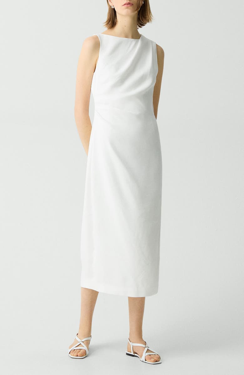Shoulder Drape Linen Blend Dress