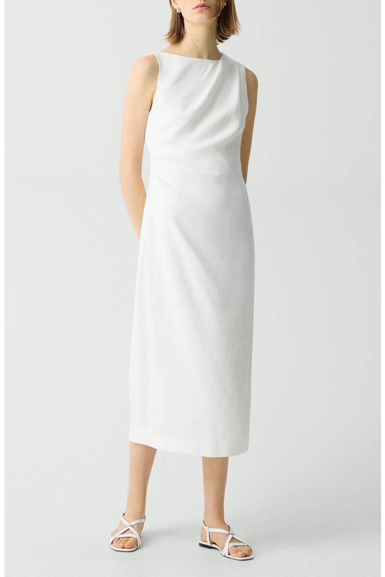 theory linen blend dress Linen-blend midi dress - baby pink