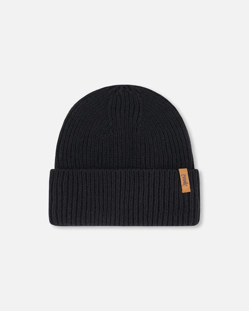 Deux Par Deux Kids Gender Inclusive Mid-season Knit Hat In Black