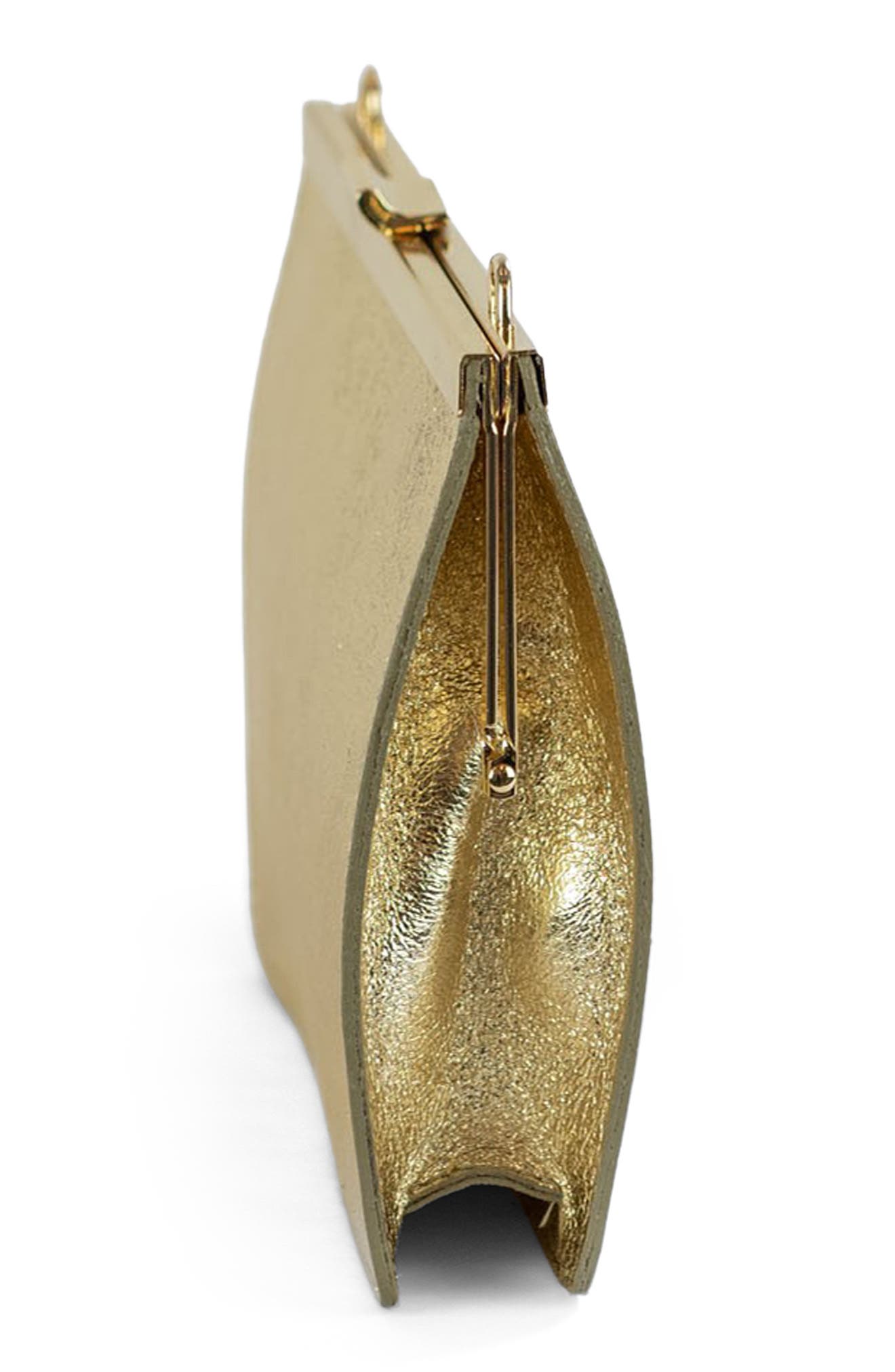 Persaman New York Metallic Leather Clutch, Alternate, color, 