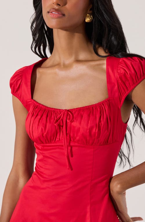 Astr The Label Poplin Fit & Flare Dress In Red