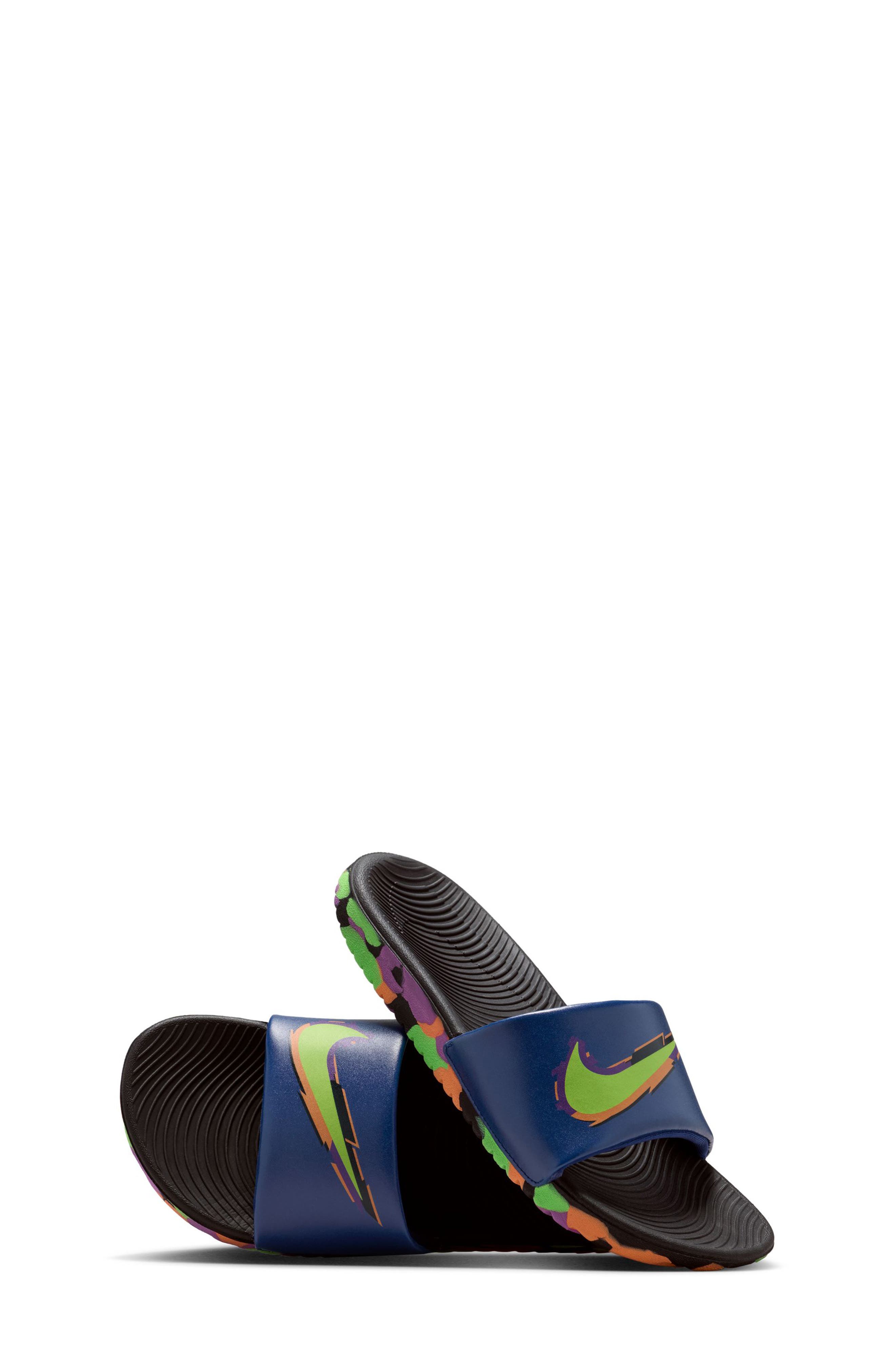 Nike Kids' Kawa Slide Sandal, Alternate, color, Black/ Green/ Blue/ Marakesh