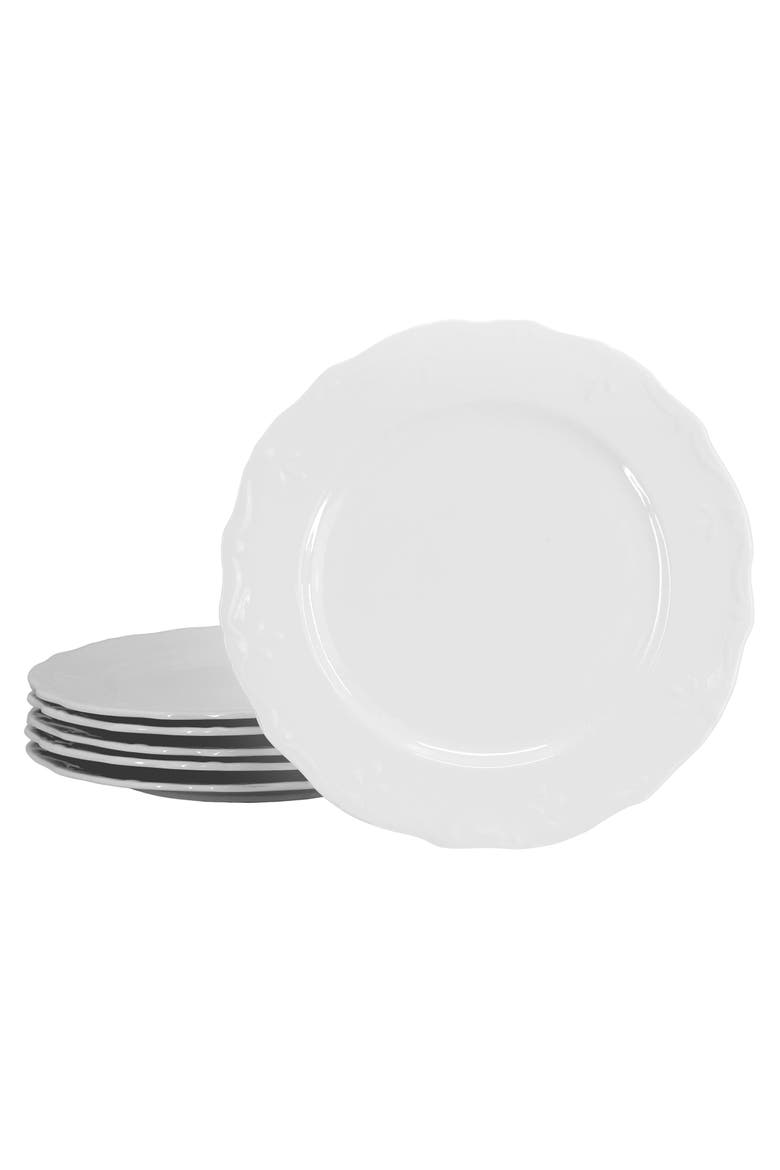 Henryi 6 Piece 10.6 Inch Porcelain Dinner Plate Set, Main, color, White