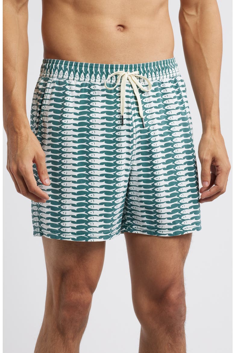 The Bungalow Water Repellent Swim Trunks, Main, color, GREEN SARDINE