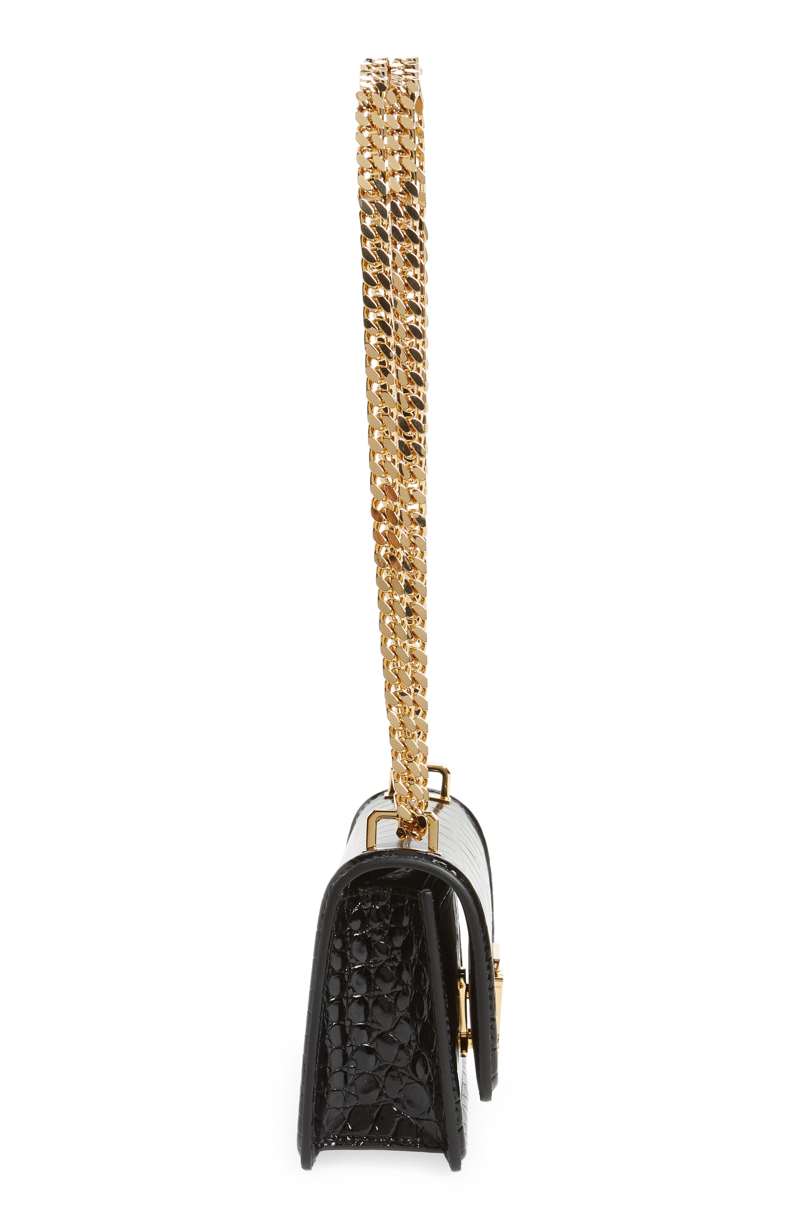 Burberry TB Monogram Croc Embossed Leather Shoulder Bag, Alternate, color, 