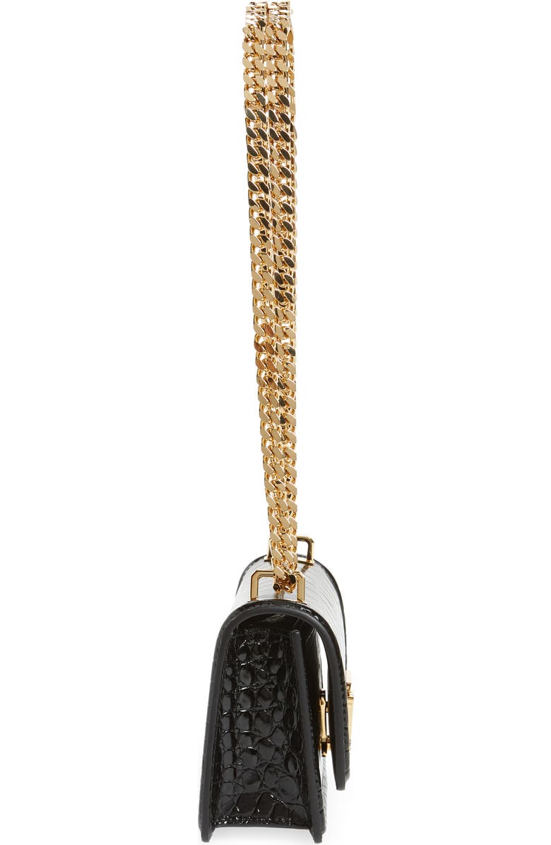 Burberry TB Monogram Croc Embossed Leather Shoulder Bag, Alternate, color,