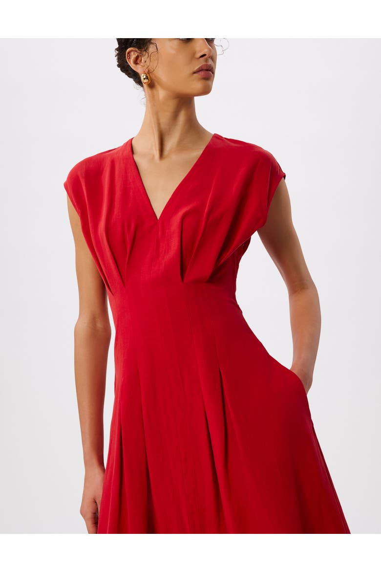 Panel Linen Blend Dress, Alternate, color, Red
