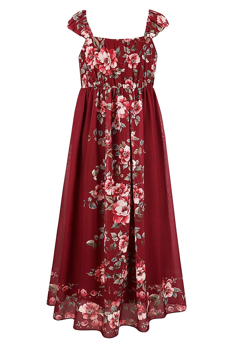 Kids' Chiffon Maxi Dress, Alternate, color, BURGUNDY
