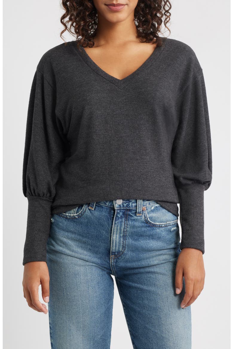 Brushed Jersey Top, Main, color, CHARCOAL
