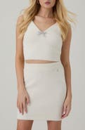 GUESS Kara Bow Fuzzy Crop Tank Top