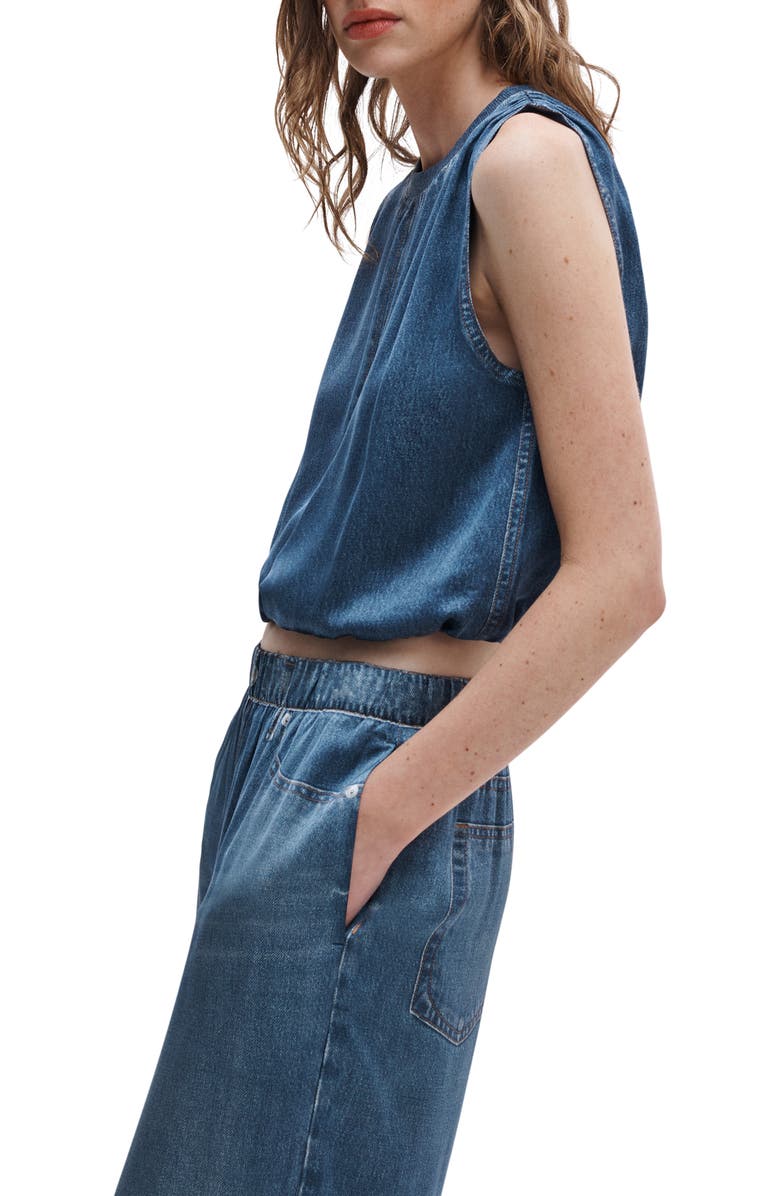 rag & bone rb Miramar Satin Mica Sleeveless Crop Bubble Top, Alternate, color, Jasper
