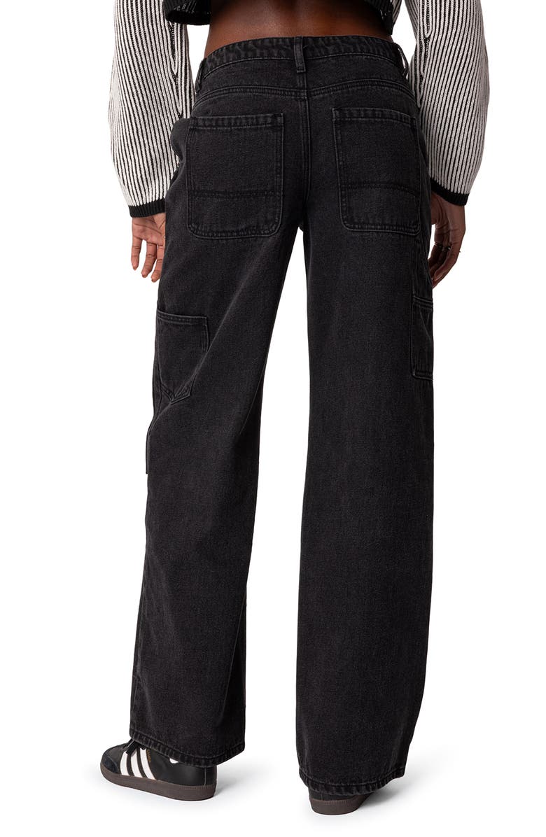 EDIKTED Ayla Low Rise Wide Leg Carpenter Jeans, Alternate, color, Black-Washed