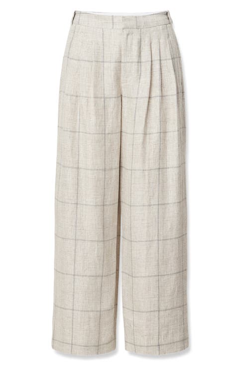 Chappel Plaid Wide Leg Linen Pant