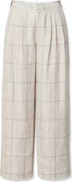 rag & bone Chappel Plaid Wide Leg Linen Pant