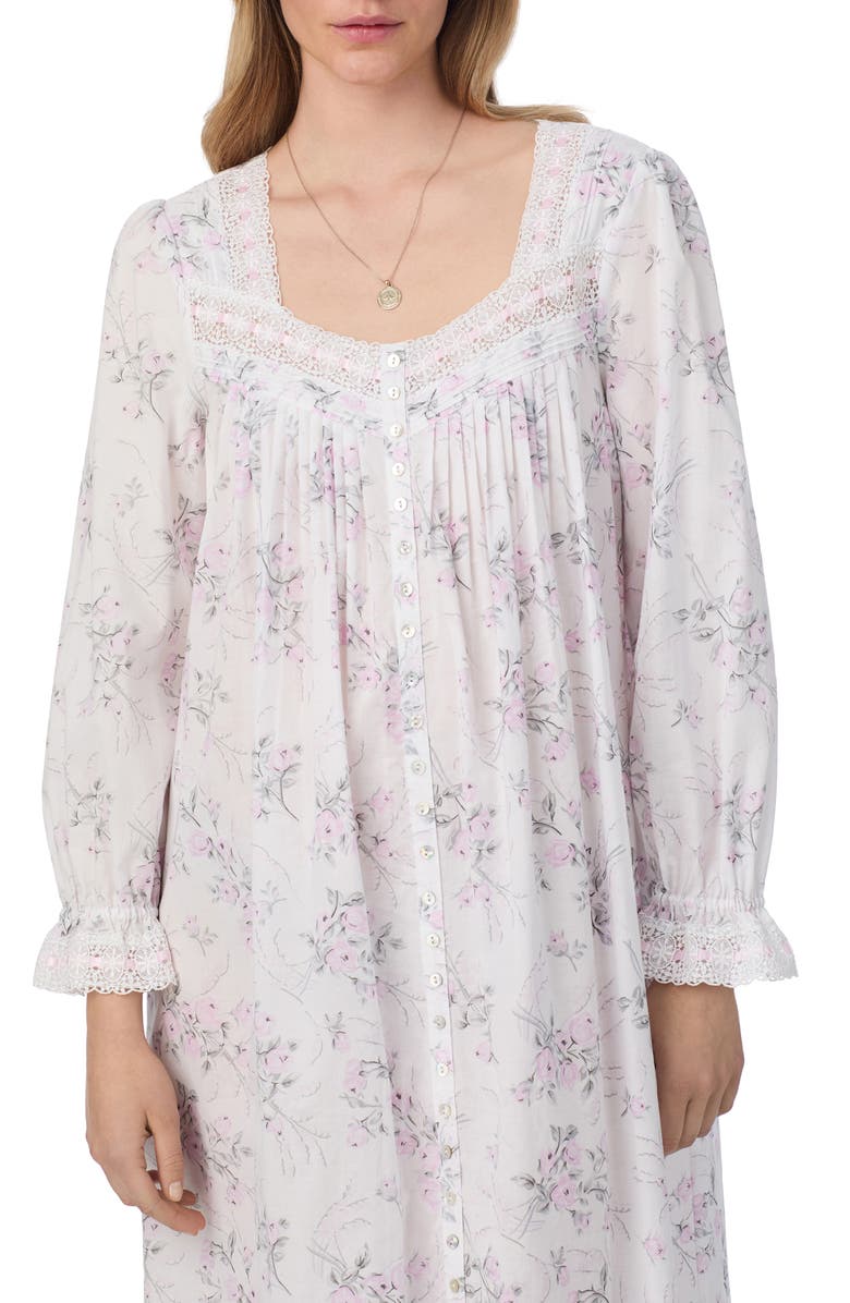 Eileen West Long Sleeve Cotton Lawn Nightgown, Alternate, color, Rosbudpt
